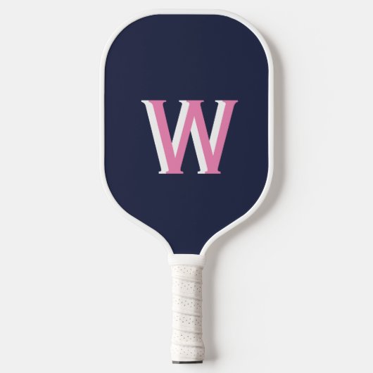 Navy Pink Monogram Pickleball Paddle (Voorkant)