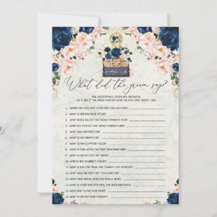 Navy Pink Travel Groom Vrijgezellenfeest Game Kaar Kaart
