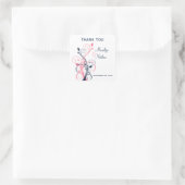 Navy Pink White Floral 1,5-inch bruiloft Sticker (Tas)