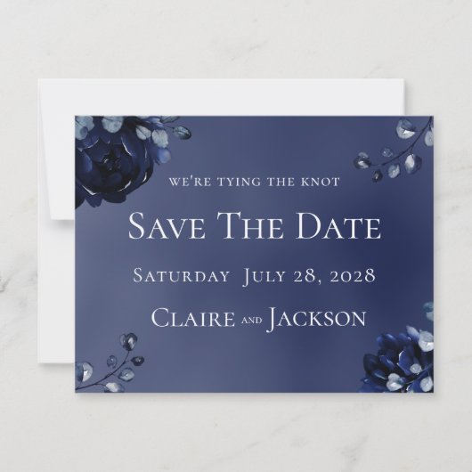 Navy Pioen Assemblage Bruiloft Save The Date Kaart (Voorkant)