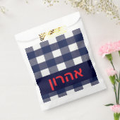 Navy plaid upsherin gunstzak bedankzakje (Gezegeld)