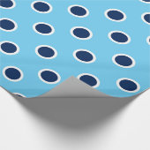Navy Polka Dot Pattern on Light Blue Gift Wrap Cadeaupapier (Hoek)