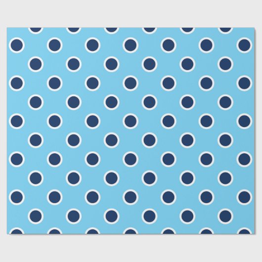 Navy Polka Dot Pattern on Light Blue Gift Wrap Cadeaupapier (Vlak)