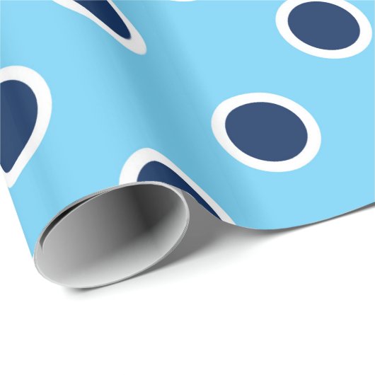 Navy Polka Dot Pattern on Light Blue Gift Wrap Cadeaupapier (Rol Hoek)