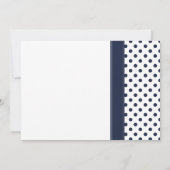 Navy Polka Dot Pink Daisy Wedding Uitnodiging (Achterkant)