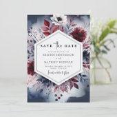 Navy Printable Bourgogne Save The Date (Staand voorkant)