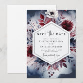 Navy Printable Bourgogne Save The Date (Voorkant / Achterkant)