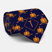 Navy Pumpkin Monogram Stropdas (Opgerold)