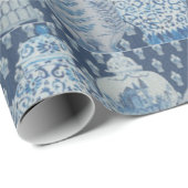 Navy quilt Chinoiserie Ginger Jar Cadeaupapier (Rol Hoek)