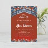 Navy Red Geometric Ramadan Iftar Dinner Invitation (Debout devant)