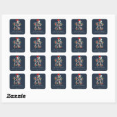Navy Red Green Peace-kerstfeest Adres Vierkante Sticker (Vel)