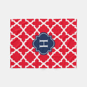 Navy & Red Monogram | Fleece Blanket (Voorkant (Horizontaal))