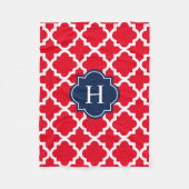 Navy & Red Monogram | Fleece Blanket (Voorkant)