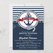 Navy Red Rustic Nautical Bridal Shower Kaart (Voorkant)