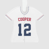 Navy, Red & White Baseball Jersey Player Stats Ornament (voorkant)