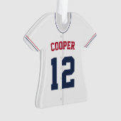 Navy, Red & White Baseball Jersey Player Stats Ornament (voorkant)