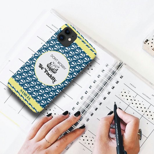 Navy Retro Water Patroon Otter Kano Aangepaste naa Case-Mate iPhone Case