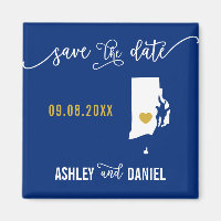Navy Rhode Island Wedding Save the Date Map