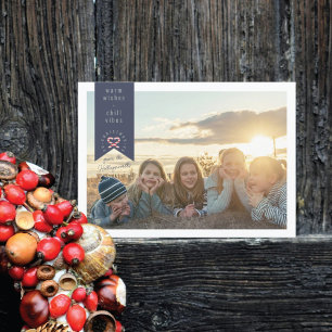 Navy Ribbon Kaart met kerstmis