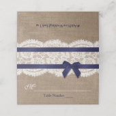 Navy Ribbon on Burlap & Lace Wedding (Buitenkant ongevouwen)
