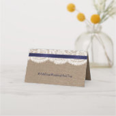 Navy Ribbon on Burlap & Lace Wedding (Achterkant)