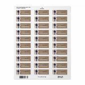 Navy Ribbon on Burlap & Lace Wedding Etiket (Full Sheet)