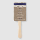 Navy Ribbon on Burlap & Lace Wedding Programme Handwaaier (Achterkant)
