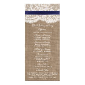 Navy Ribbon on Burlap & Lace Wedding Programme Reclamekaart (Achterkant)