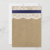 Navy Ribbon on Kraft & Lace Thanksgiving Dinner Kaart (Achterkant)