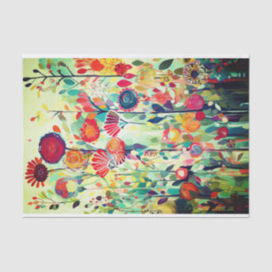 Navy Rode Kleur Bloem Abstract Schilderij Decoupag Tissuepapier