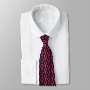 Navy/rode kreeft preppy stropdas