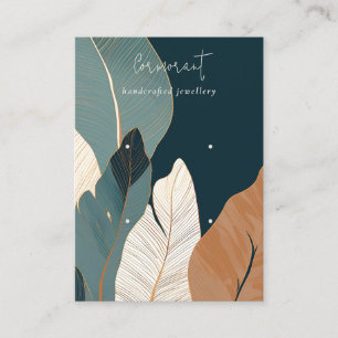 Navy Roest Goud Tropisch blad 2 Oorbel Display Visitekaartje
