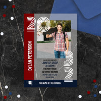 Navy Rood Multiline Lettertype Foto's Afstudeerfee