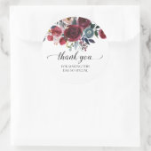 Navy roodbloemige bedankbrief bruiloft favoriet ronde sticker (Tas)