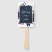 Navy Roos Gold Bouquet Wedding Handwaaier (Voorkant)