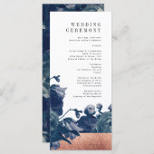 Navy Roos Gold Bouquet Wedding Program Programma (Voorkant / Achterkant)