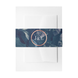 Navy Roos Gold Bouquet Wedding Uitnodigingen Wikkel