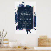 Navy Roos Gold Bouquet Wedding Welcome Poster (Keuken)