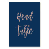 Navy & Roos Gold Chic Wedding Head-nummer Kaart (Achterkant)