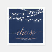 Navy & Roos Gold | Elegant Adult Birthday Party Servet (Voorkant)