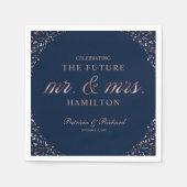 Navy Roos Gold Future Mr. en Mrs Engagement Party Servet (Voorkant)