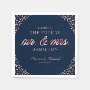 Navy Roos Gold Future Mr. en Mrs Engagement Party Servet