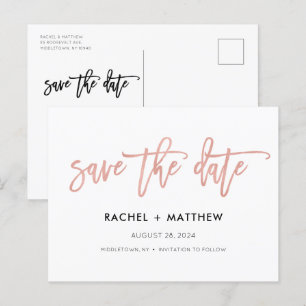 Navy & Roos Gold Glam Chic Save the Date Briefkaar Briefkaart