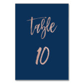 Navy & Roos Gold Glam Chic Wedding Table Number 10 Kaart (Achterkant)