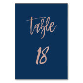 Navy & Roos Gold Glam Chic Wedding Table Number 18 Kaart (Achterkant)