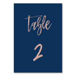 Navy & Roos Gold Glam Chic Wedding Table Number 2 Kaart