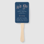 Navy & Roos Gold Glam We weduwen programma-ventila Handwaaier (Voorkant)