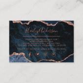 Navy & Roos Gold Glitter Waterverf Gilded Agate Visitekaartje (Achterkant)