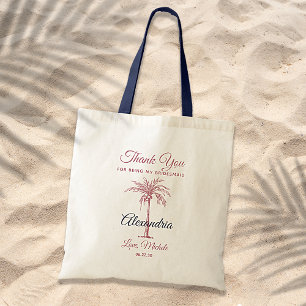 Navy Roos Gold Pink Palm Tree Weddenschap Tote Bag