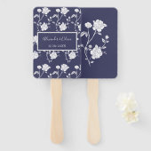 Navy Roos Wedding Favor Hand Fan Handwaaier (Voorkant en achterkant)